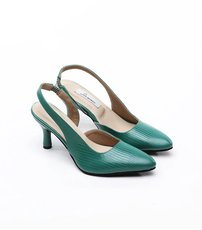 Jade Green Textured Slingback Pump Shoe