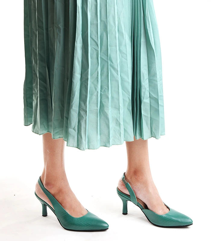 Jade Green Textured Slingback Pump Shoe