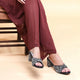 Jumana Motif Work Block Heels Black and Pearl