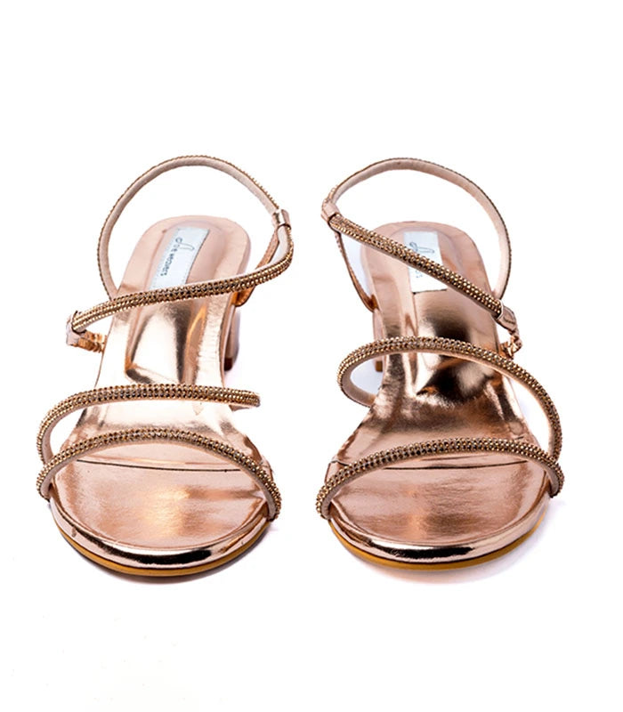 Manik Diamond Embellished Sandals Metallic Rose Gold