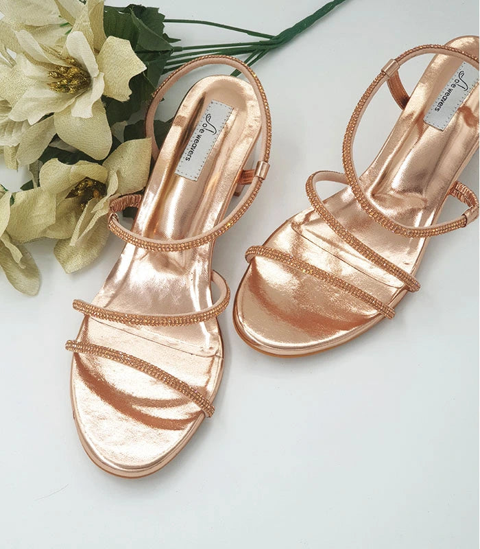 Manik Diamond Embellished Sandals Metallic Rose Gold