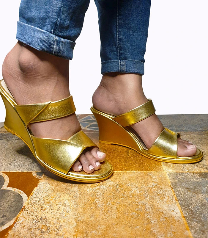 Norra Golden Wedge Heels