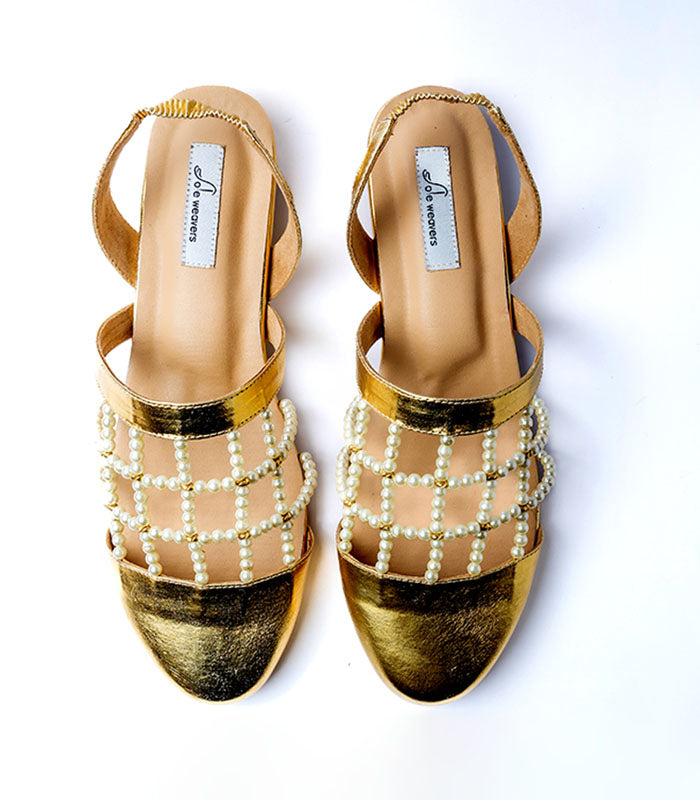 Pearline Mules in Gold