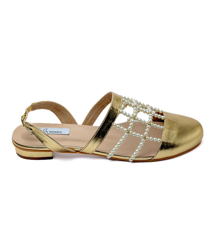 Pearline Mules in Gold