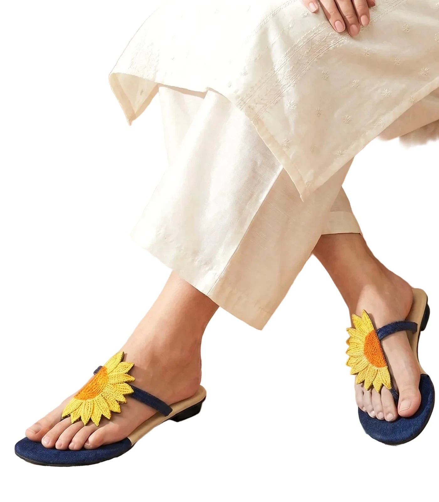 Sunshine - Hand Embroidered Cushioned Flats