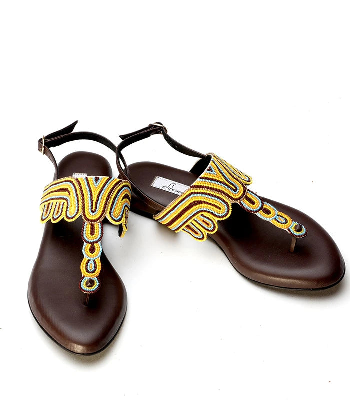 Steeped in Tradition - Hand Beaded Cushioned Sandals