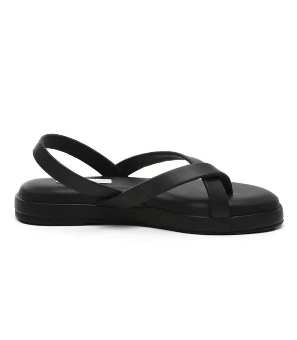 Elate Sandals with Stylish Button Fastner Black