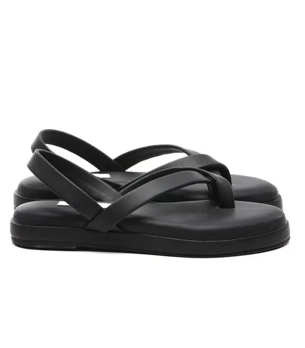 Elate Sandals with Stylish Button Fastner Black